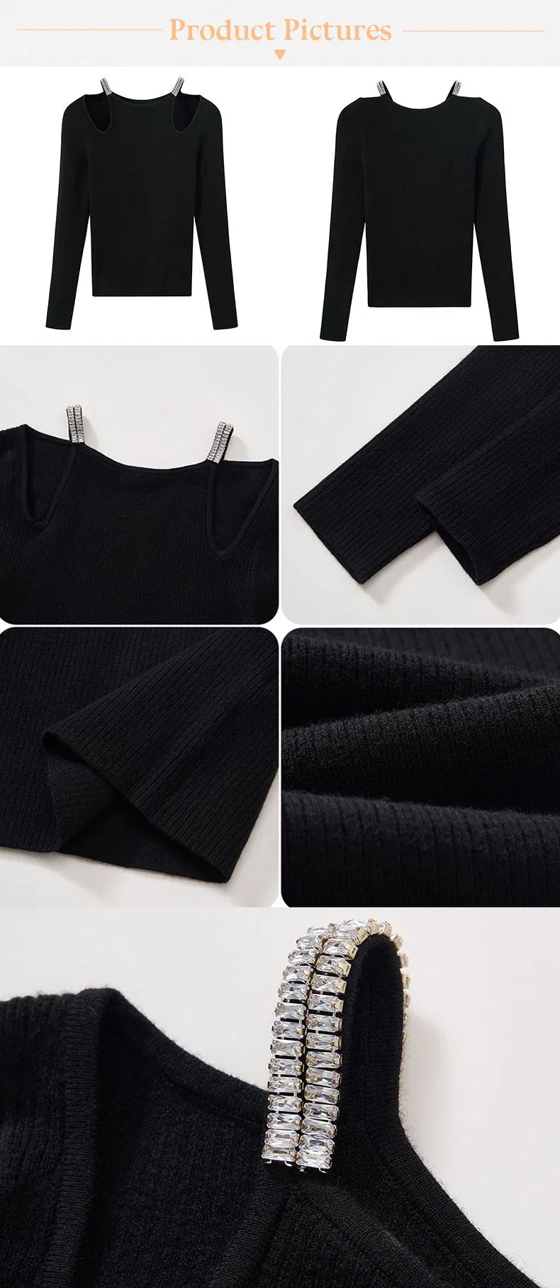 Fashionable Women's Casual Solid Knit Pullover Sweater with Hollow-Out Design