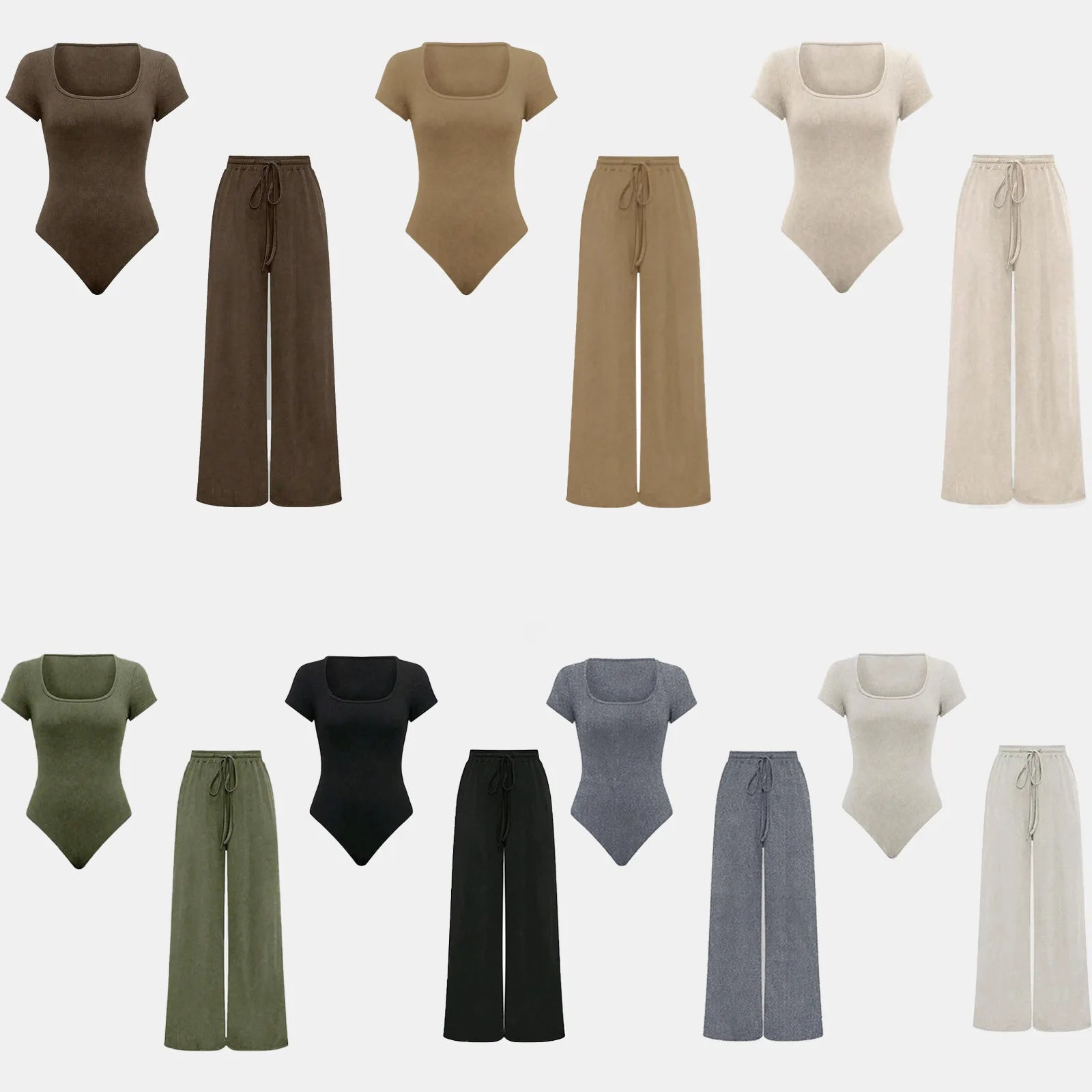 Stylish Ribbed Casual Women’s Comfortable Elegant Two‑Piece Jumpsuit Set