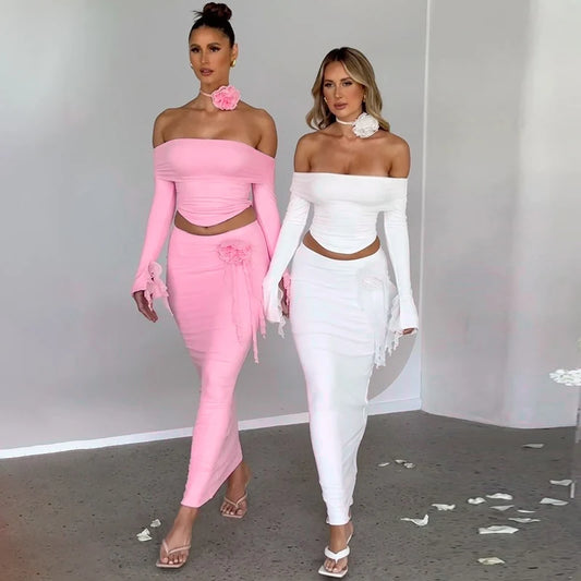 UNIKCOSA Velora Two-Piece Set Elegant Ruffled Evening 💫