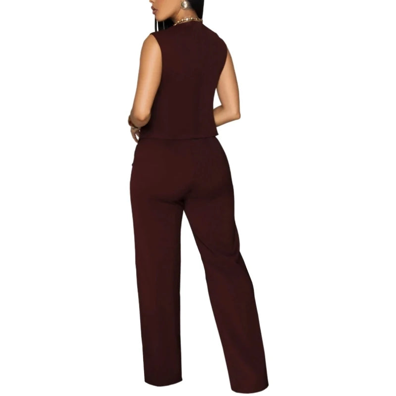 Casual Sleeveless V-Neck Tie-Dye Two-Piece Set for Women