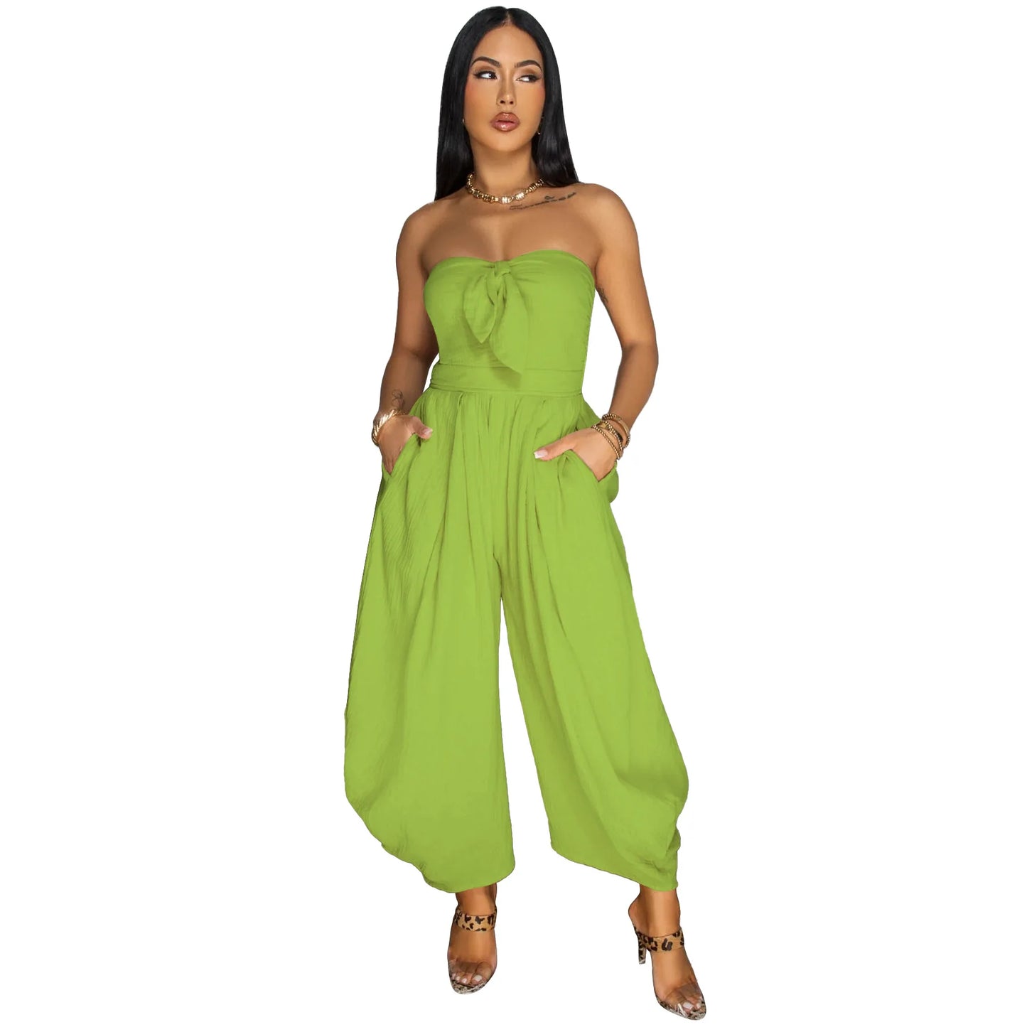 UNIKCOSA Velora Strapless Jumpsuit Solid Color Summer ๐ซ