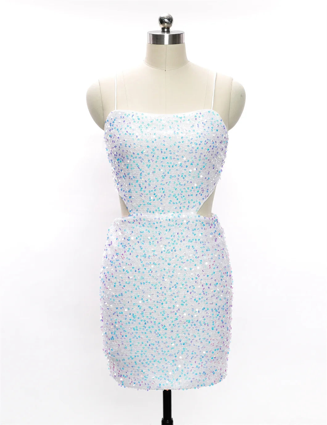 Solid Color Women's Beaded Spaghetti Strap Dress women crystal diamond dress Sequin Skirt