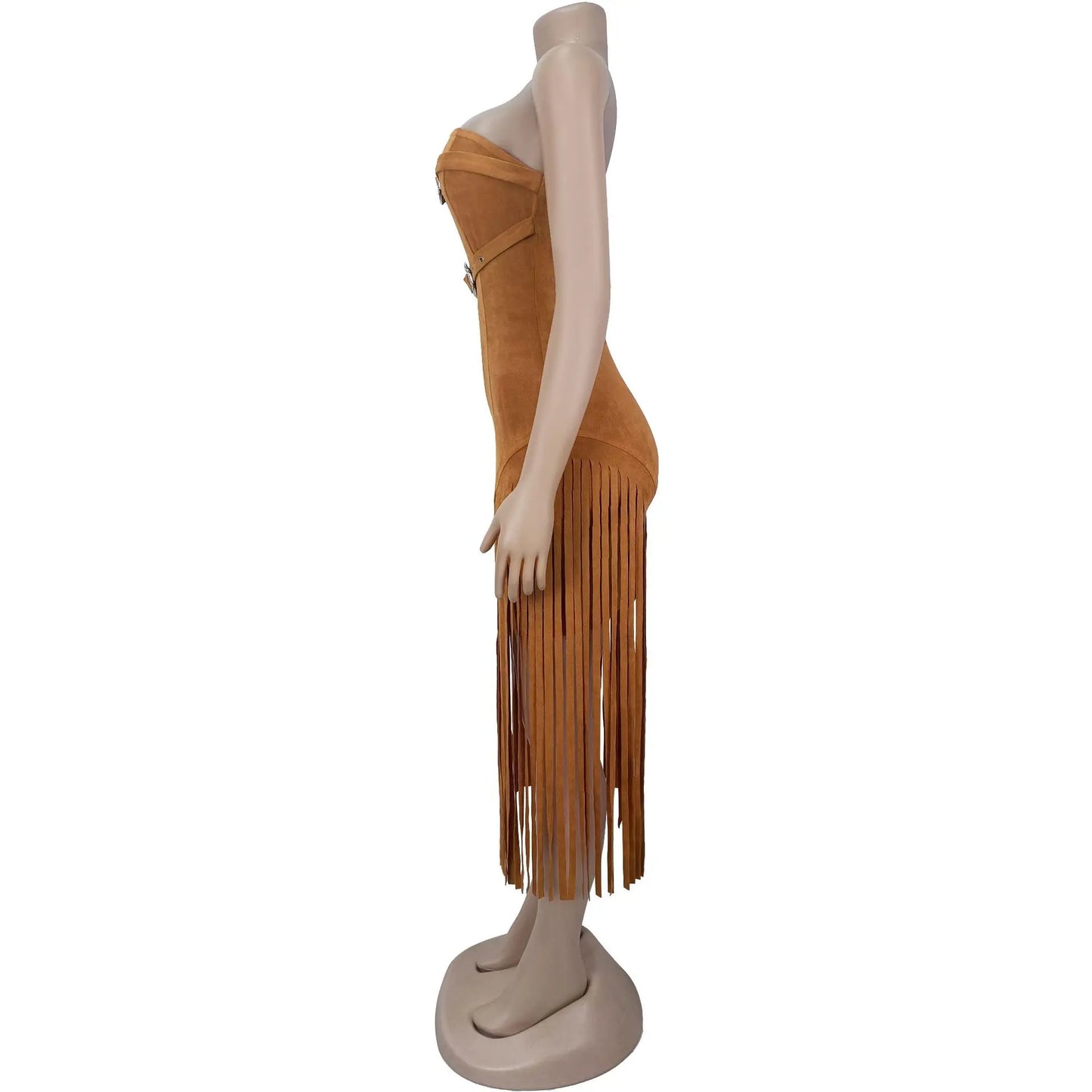 Sexy Sleeveless Tassel Fringe Bodycon Dress for Women