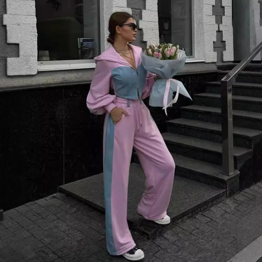 UNIKCOSA Velora Two-Piece Patchwork Sweatshirt Set π«