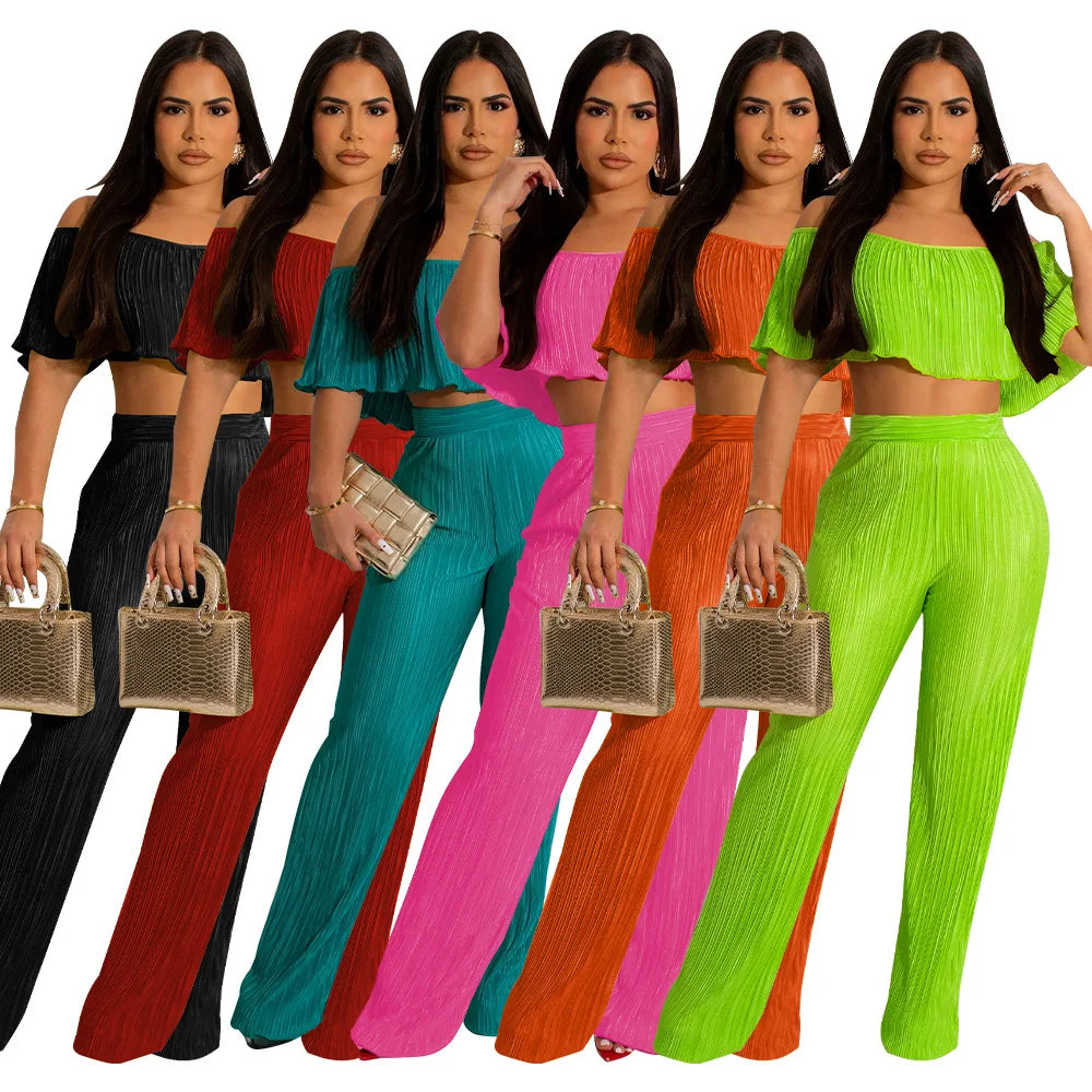 UNIKCOSA Velora Two-Piece Set Ruffle Off Shoulder Top π«