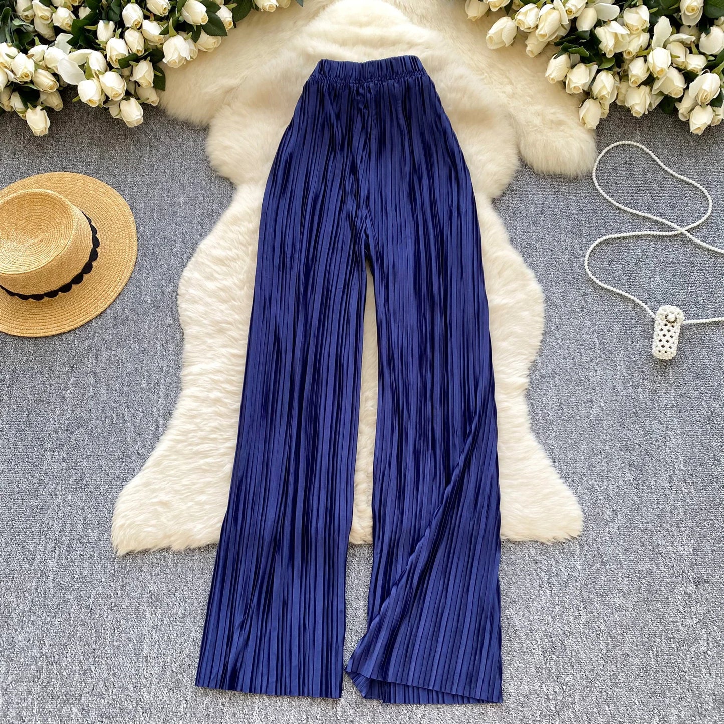 2025 Summer Casual Wide Leg Pants Women Print High Waist Trousers Girls Outdoor Pants Wholesale