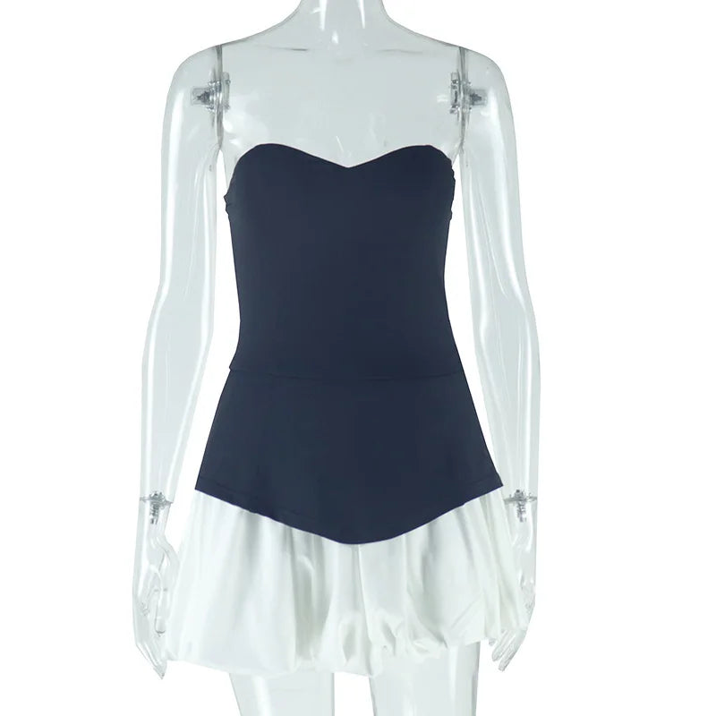 UNIKCOSA Velora Backless Mini Dress Patchwork Strapless π«
