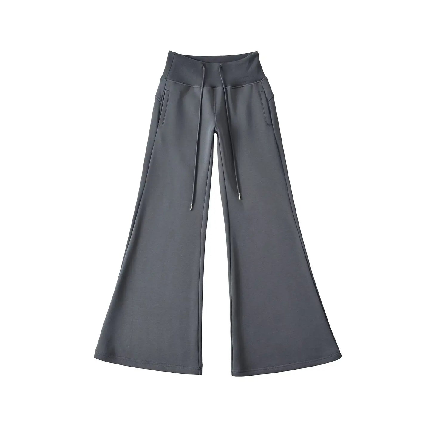 Classic Breathable Pure Color Women's Wide Leg Elastic Waist Trousers