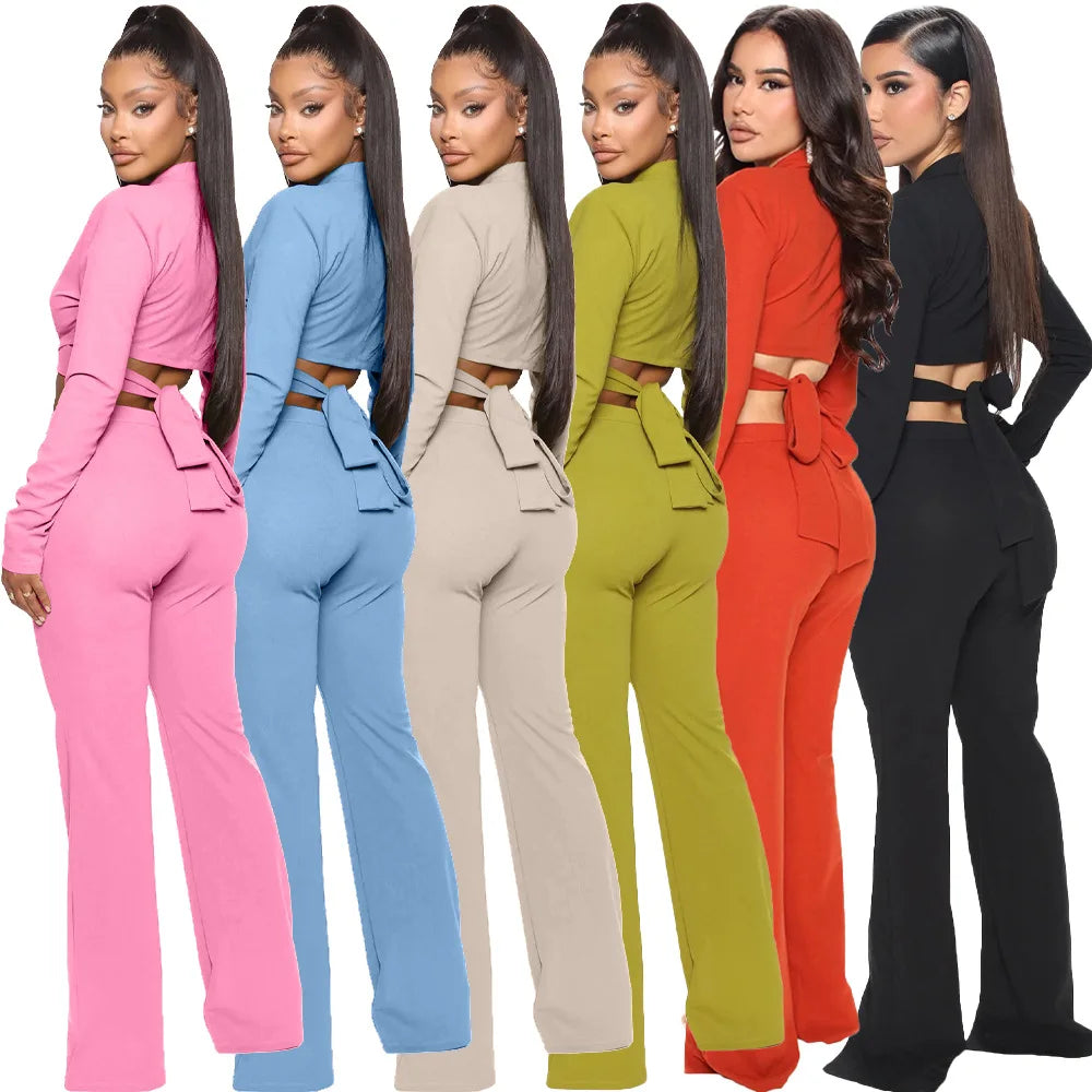 UNIKCOSA Women’s African Style Two-Piece Set – Strappy Top & Wide-Leg Pants Outfit (Casual Chic Edition)