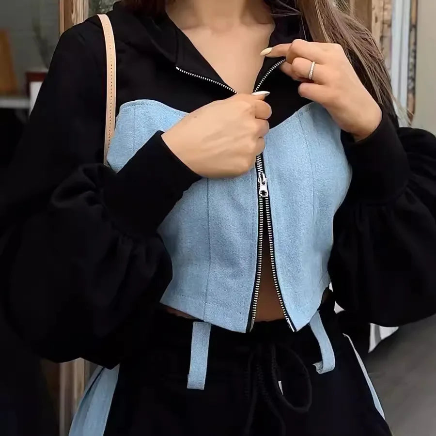 UNIKCOSA Velora Two-Piece Patchwork Sweatshirt Set π«