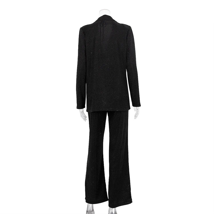 UNIKCOSA Women’s Sequin 3-Piece Club Set – Blazer, Crop Top & Wide-Leg Pants Outfit (Sexy Party 2025 Edition)