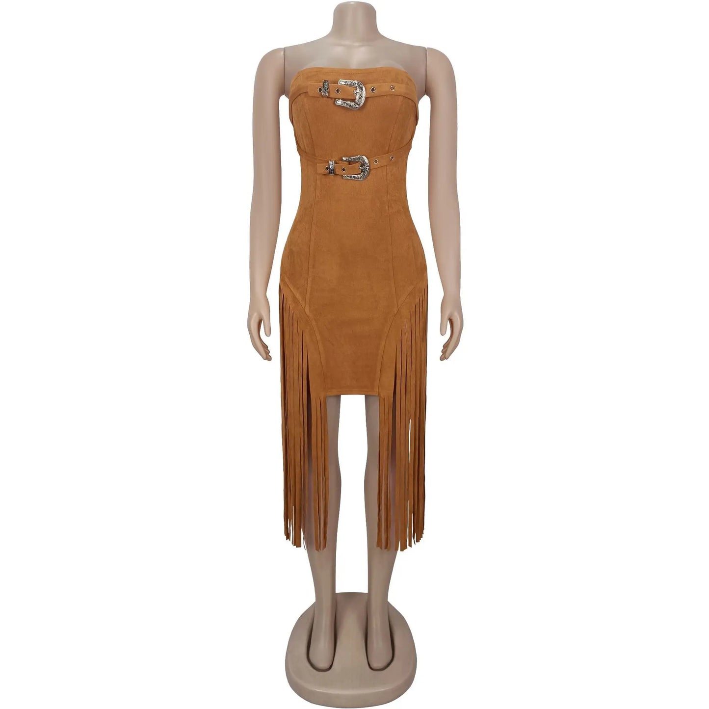 Sexy Sleeveless Tassel Fringe Bodycon Dress for Women