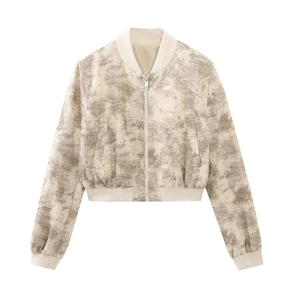 Women's Summer Printed Short Jacket and Shorts Two-Piece Set