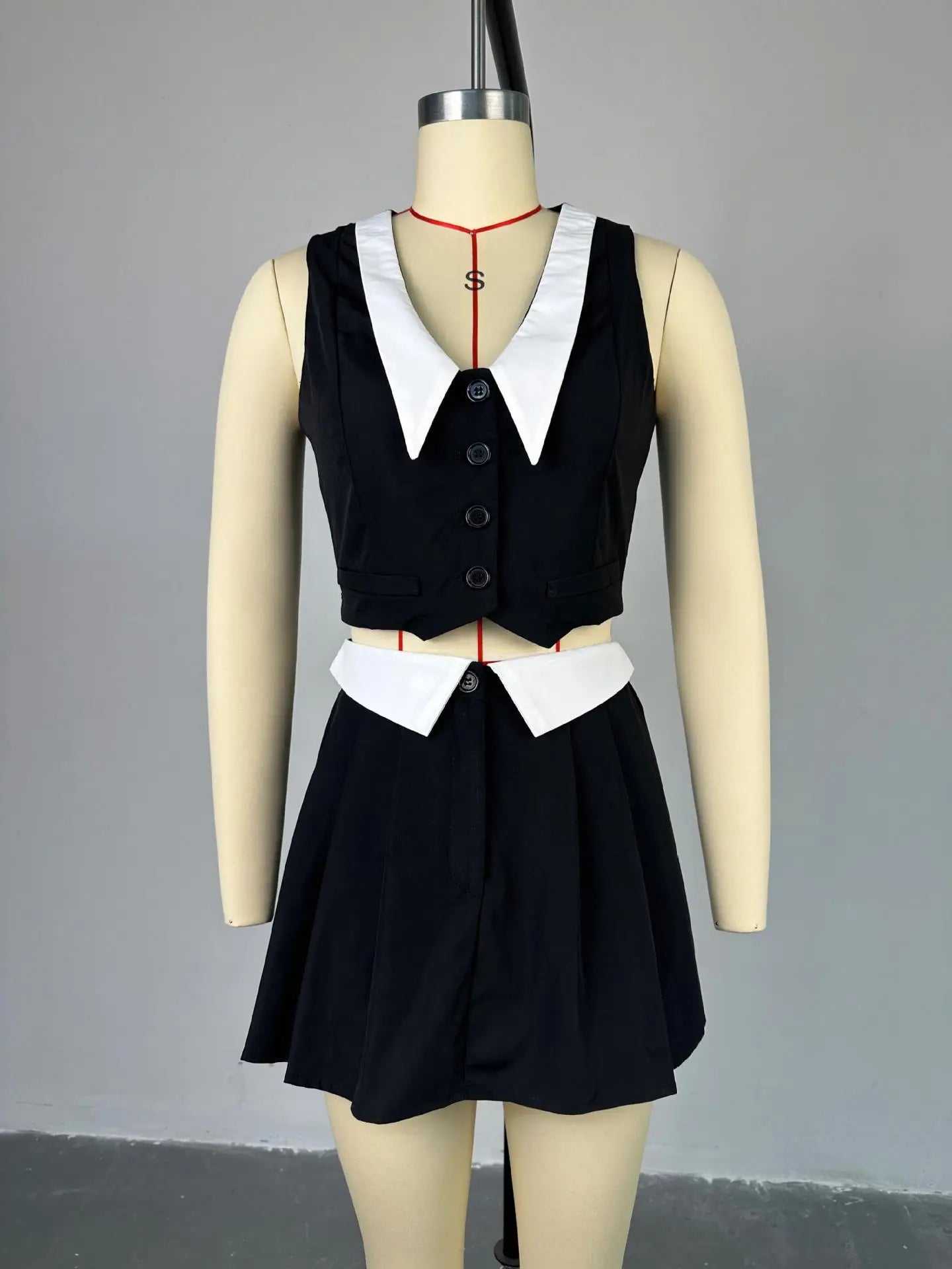 UNIKCOSA LuxeEase Two Piece Set Doll Neck Top Skirt π«