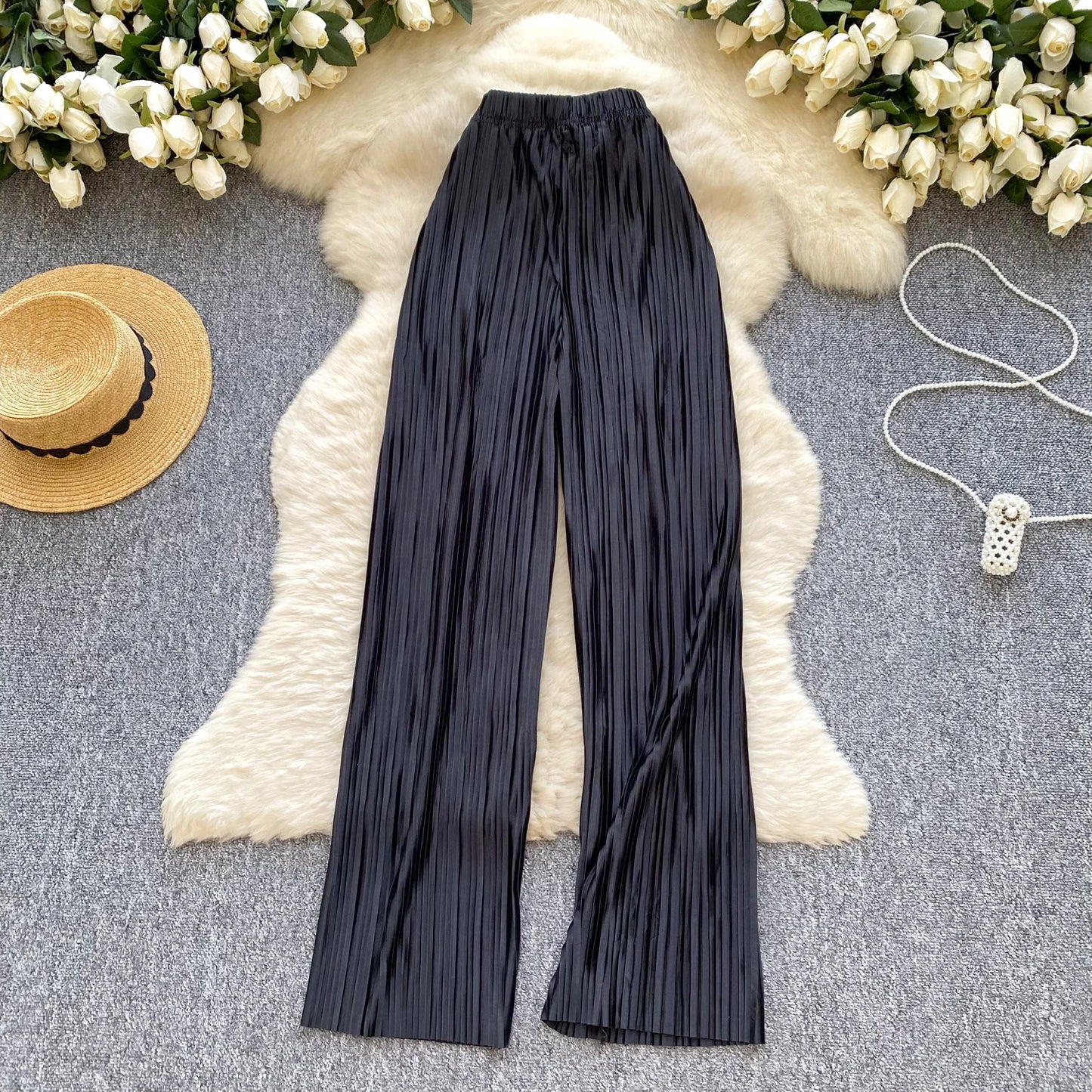 2025 Summer Casual Wide Leg Pants Women Print High Waist Trousers Girls Outdoor Pants Wholesale