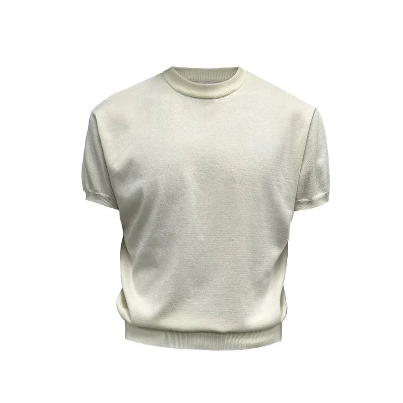 Custom Short Sleeve Men's Breathable Knit Tee Cropped Blank Print