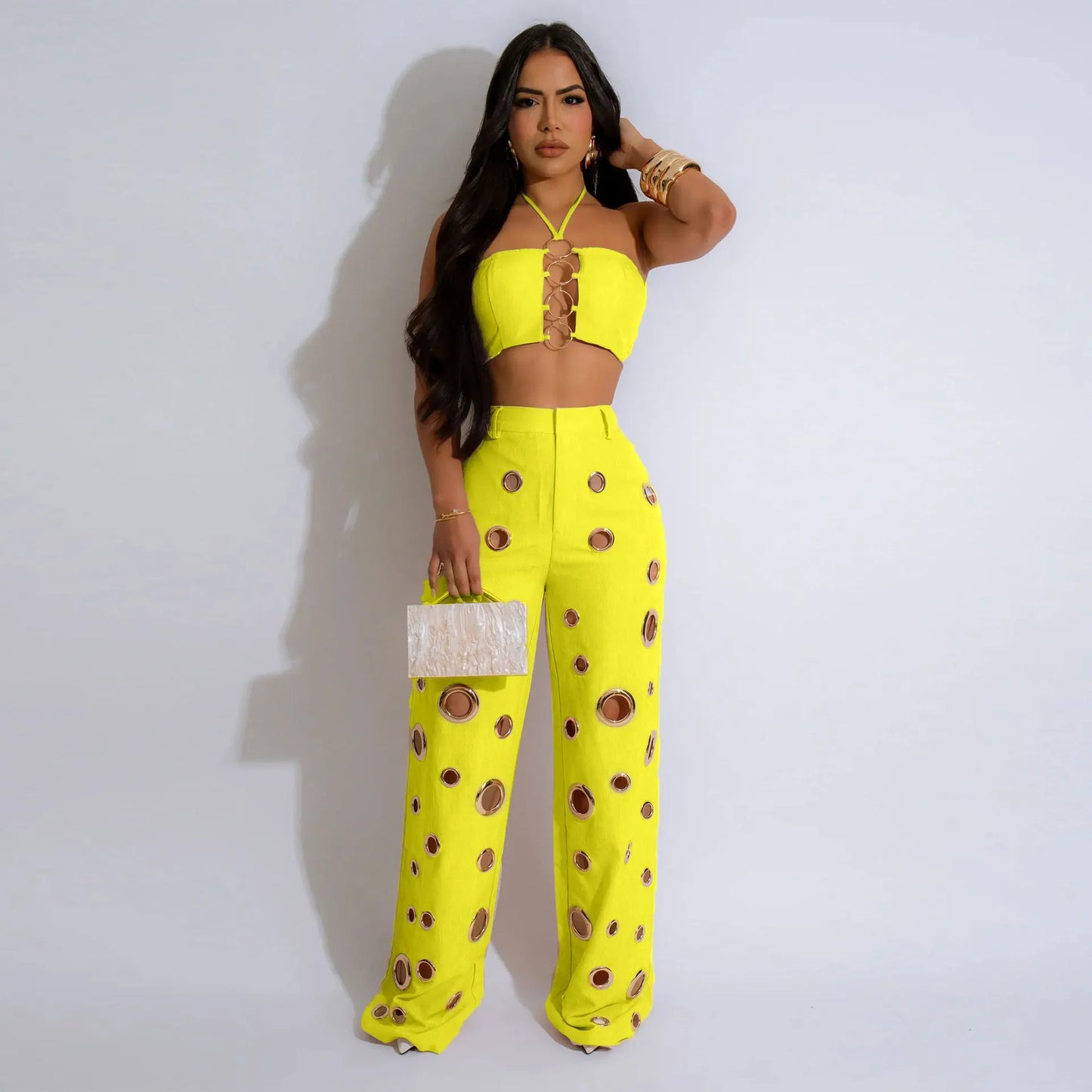 UNIKCOSA Women’s Leopard Print 2-Piece Set – Halter Hollow Tank Top & Ring Detail Knee Shorts (Streetwear Chic 2025 Edition)