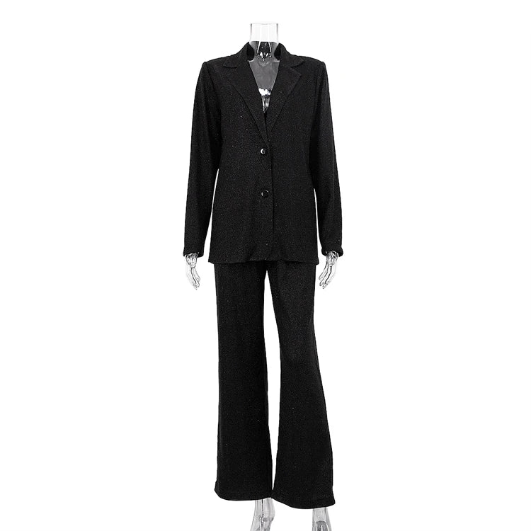 UNIKCOSA Women’s Sequin 3-Piece Club Set – Blazer, Crop Top & Wide-Leg Pants Outfit (Sexy Party 2025 Edition)