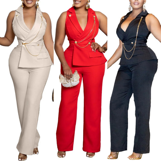 Elegant Sleeveless Wide-Leg Fashionable Comfortable Womenβs Romper Jumpsuit