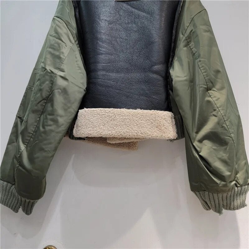 UNIKCOSA PlushFur Patchwork Wool Streetwear Coat for Women 🤍