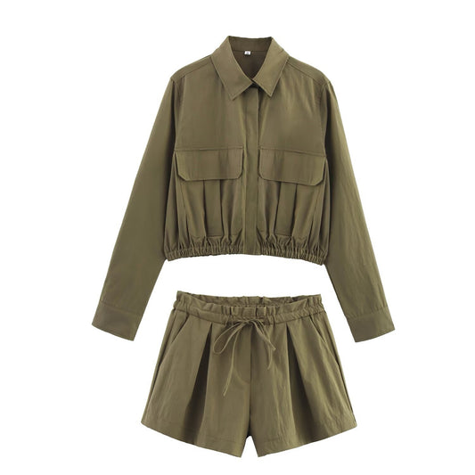 UNIKCOSA UrbanSoul Pocket Embellished Shirt and Shorts Set π