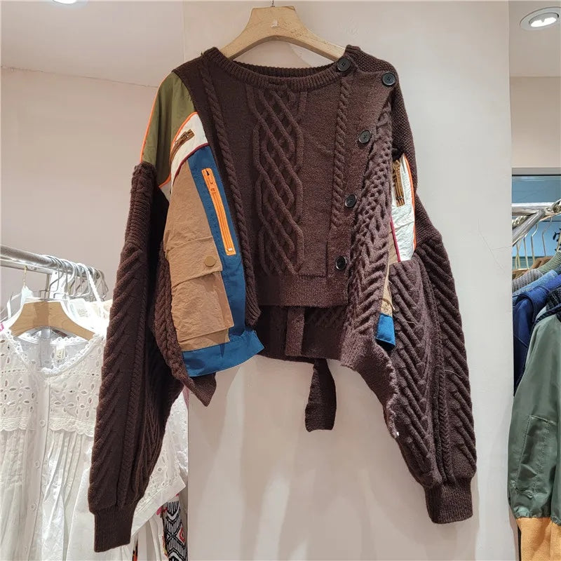 UNIKCOSA ColorWeave Irregular Knit Cardigan for Women 🎨