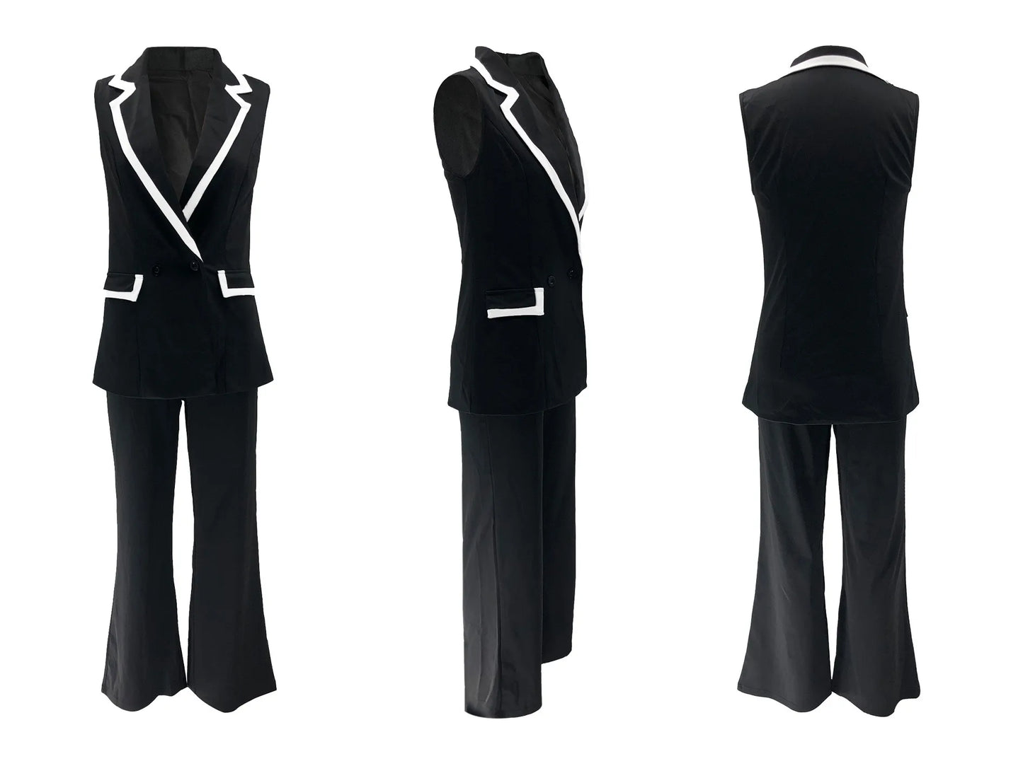 UNIKCOSA™ 2025 Elegant 2-Piece Pant Set – Sleeveless Vest Coat & High-Waist Wide-Leg Pants | Women’s Work & Party Matching Outfit