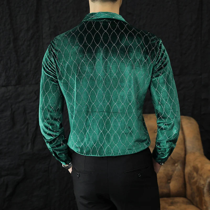 UNIKCOSA Velvet Grid Slim-Fit Shirt ✨ Autumn/Winter Luxury Edition