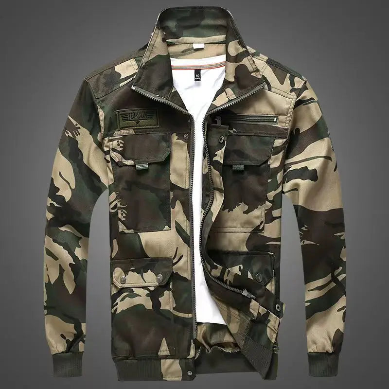 UNIKCOSA Men’s Camouflage Workwear Set – Wear-Resistant & Anti-Fouling Outdoor Protective Clothing (Spring/Autumn)