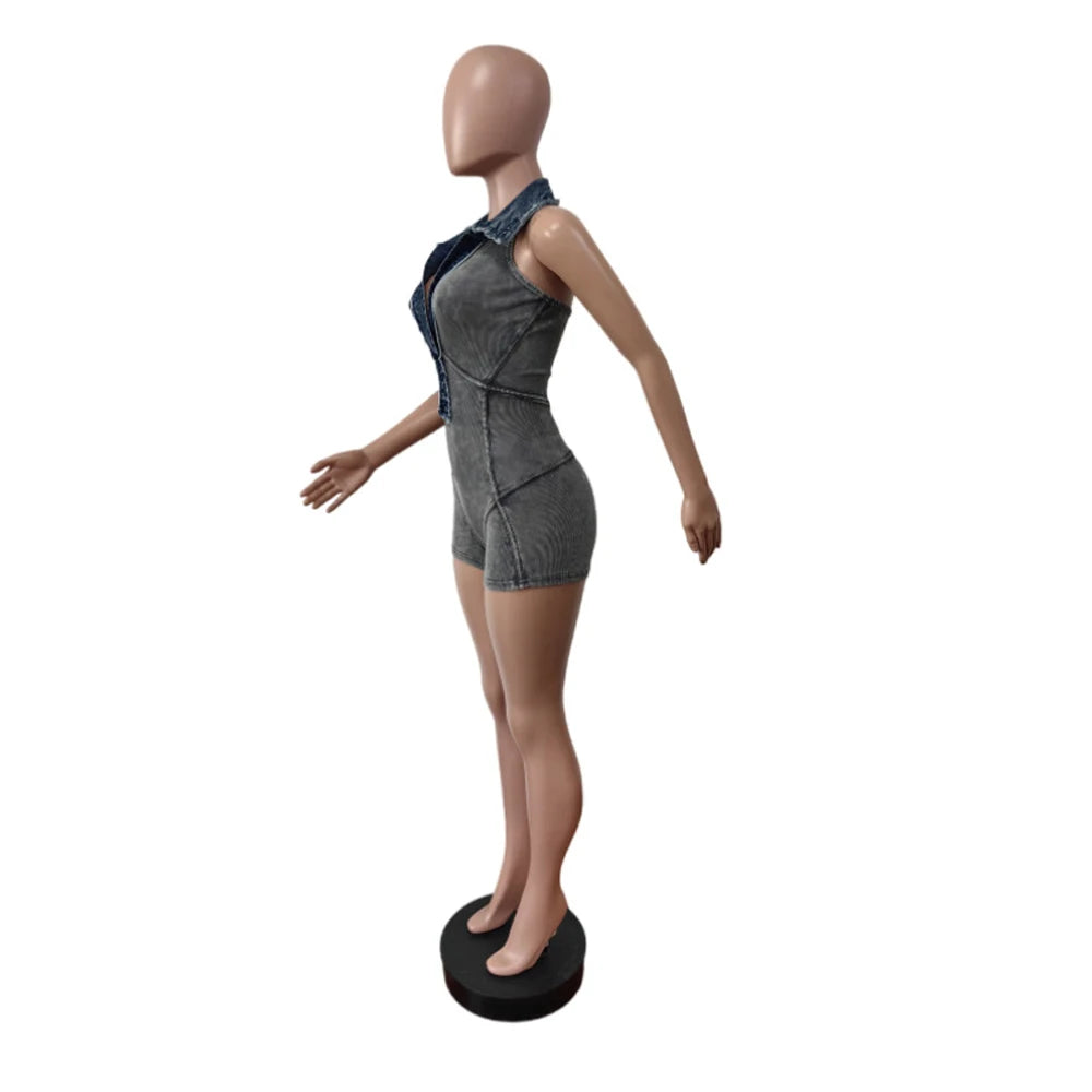 UNIKCOSA’s 2025 Patchwork Knit Jumpsuit — Ribbed Halter V-Neck One-Piece Streetwear Chic