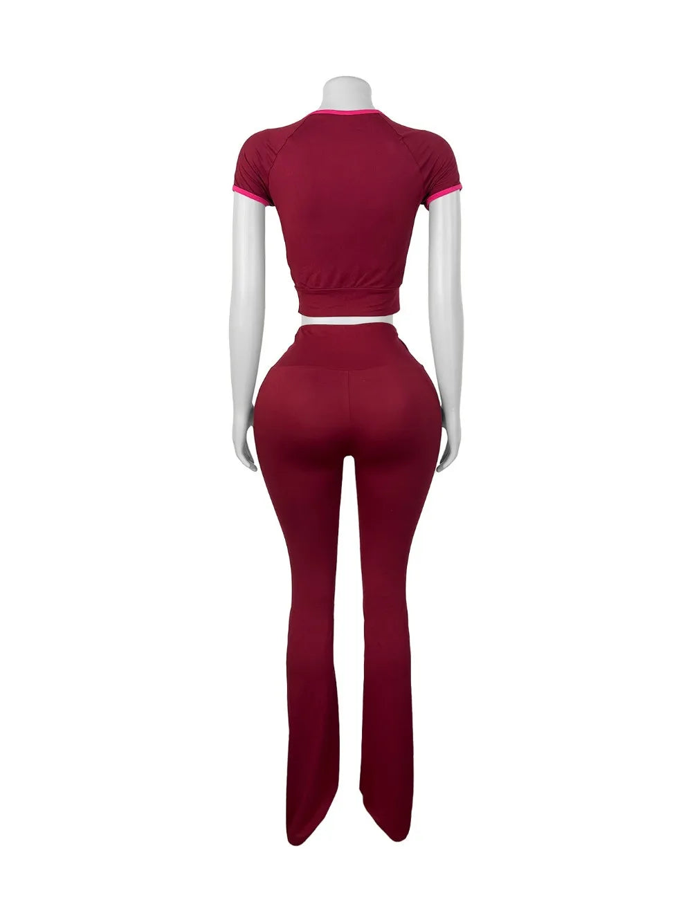 UNIKCOSA’s Color Block Streetwear Set — Short-Sleeve Zip Crop Top + High-Waist Pants