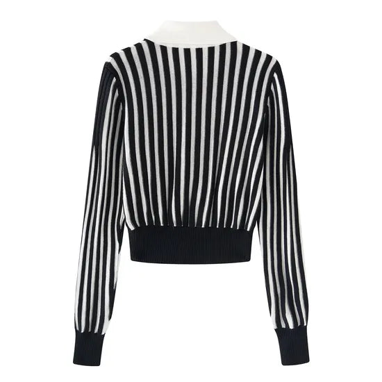 Elegant Floral Cropped Jacquard Knit Pullover Top - Long Sleeve Y2K Style