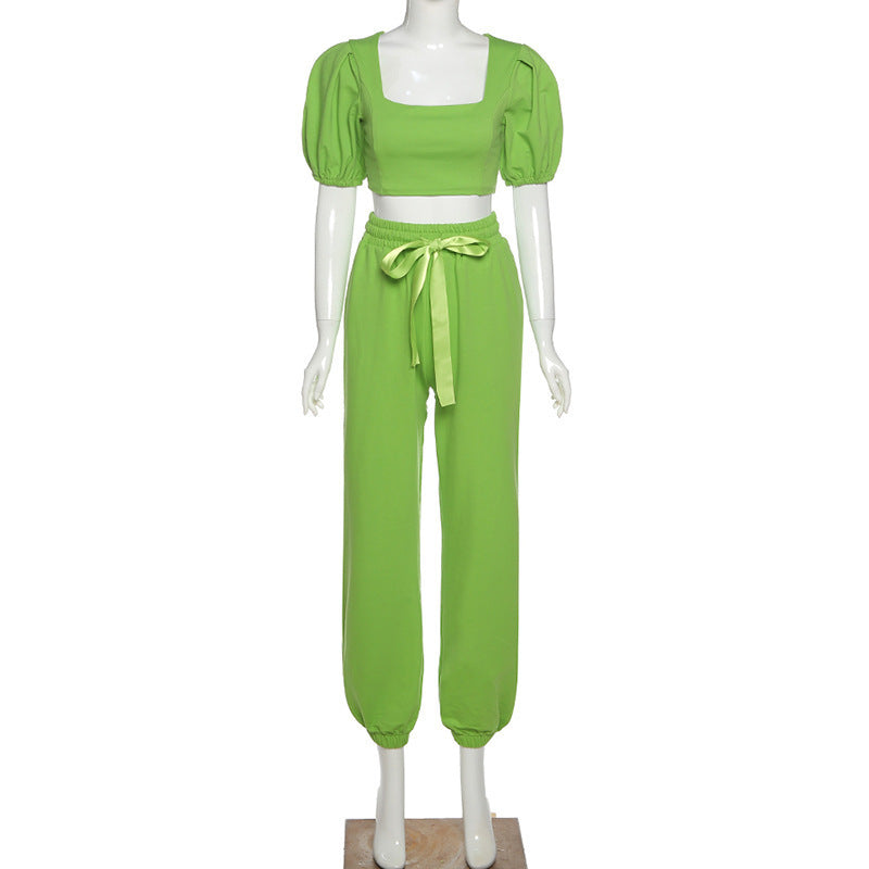 UNIKCOSA UrbanSoul Lantern Sleeve Tee and High Waist Pants 💫