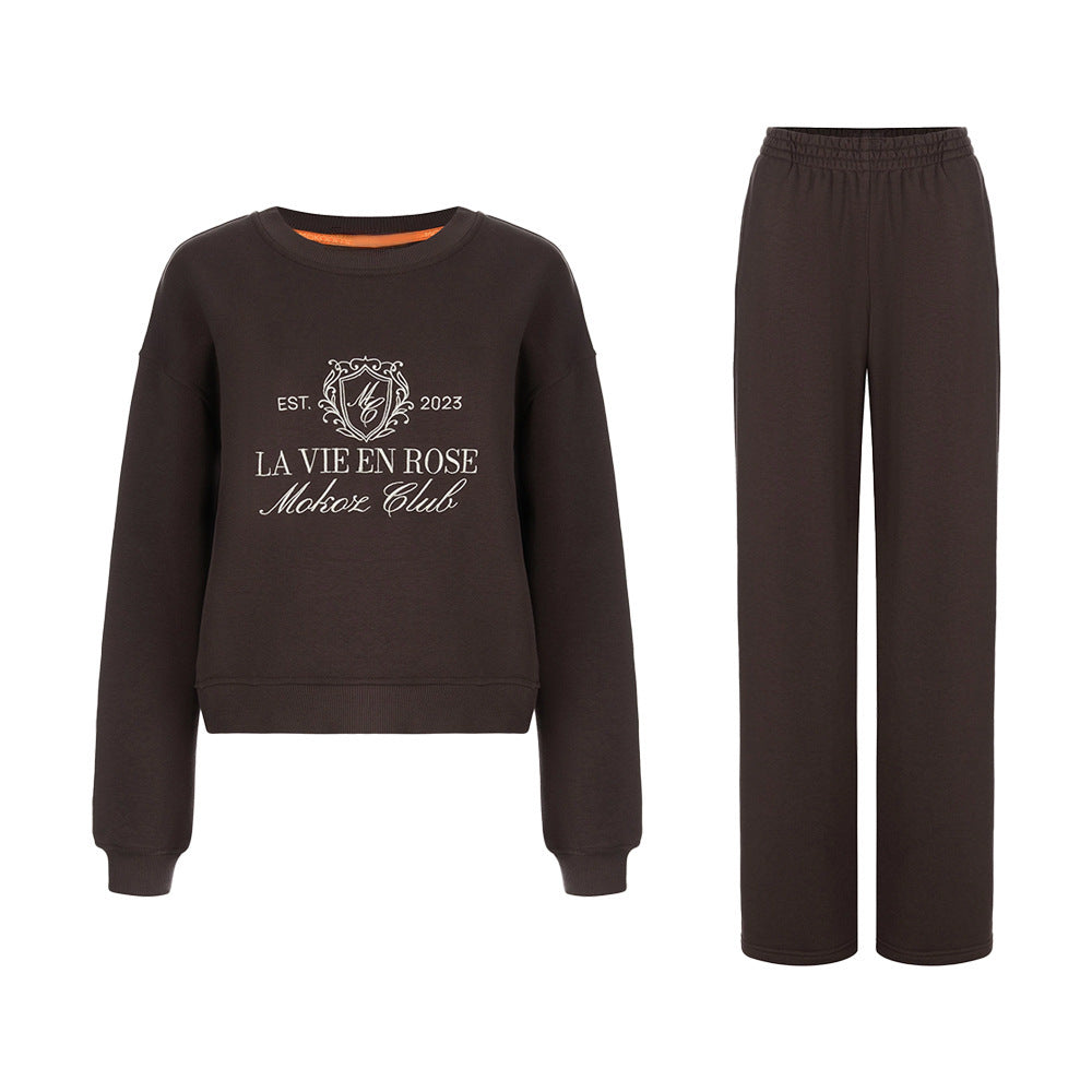 UNIKCOSA Love Embroidery Casual Suit – Two-Piece Street Set for Men and Women