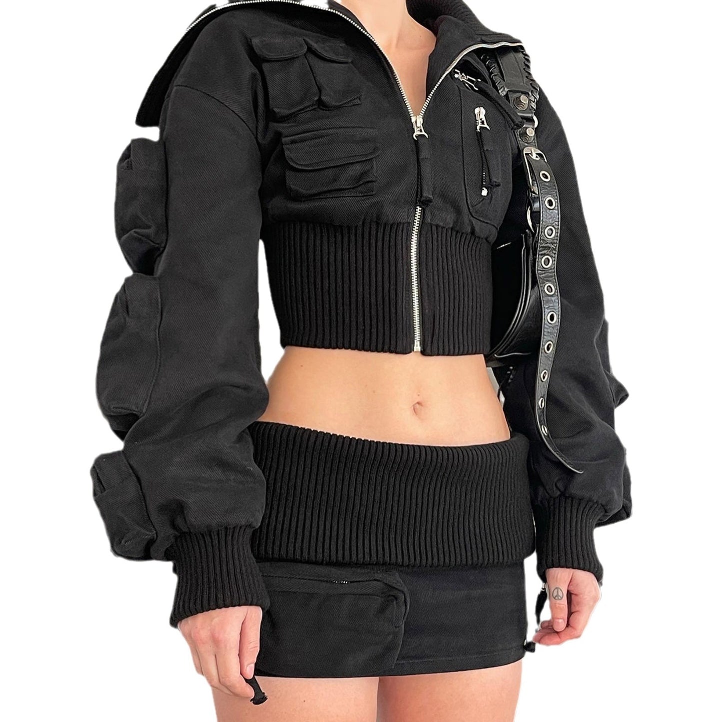 UNIKCOSA LuxeEase Two-Piece Set Crop Top Miniskirt 💫