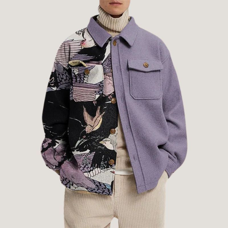 UNIKCOSA UrbanSoul Autumn Printed Lapel Jacket Men's Coat π«