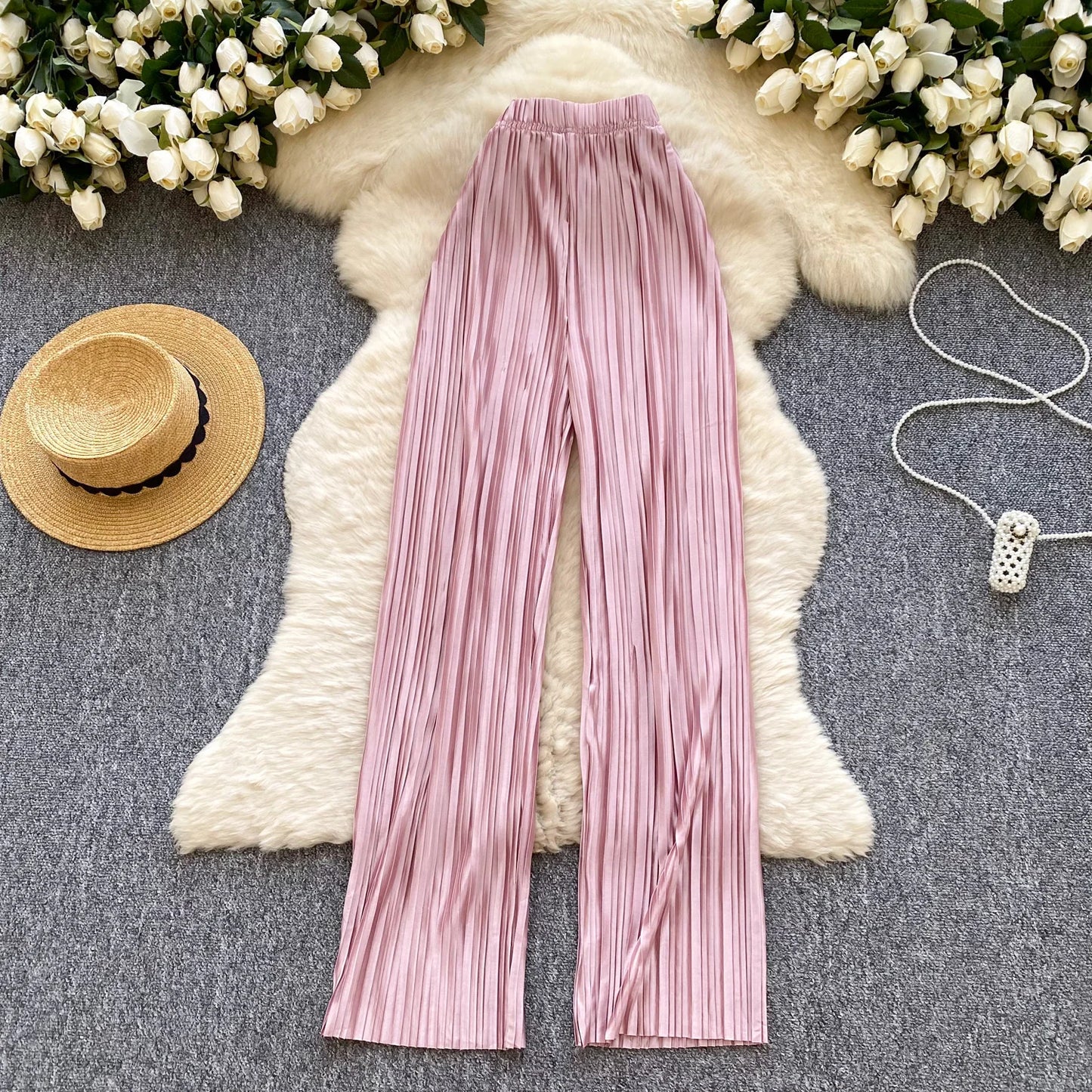 2025 Summer Casual Wide Leg Pants Women Print High Waist Trousers Girls Outdoor Pants Wholesale