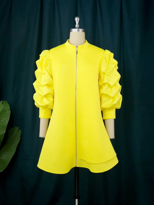 UNIKCOSA LuxeEase Stand Neck Zipper Cardigan Dress 💫