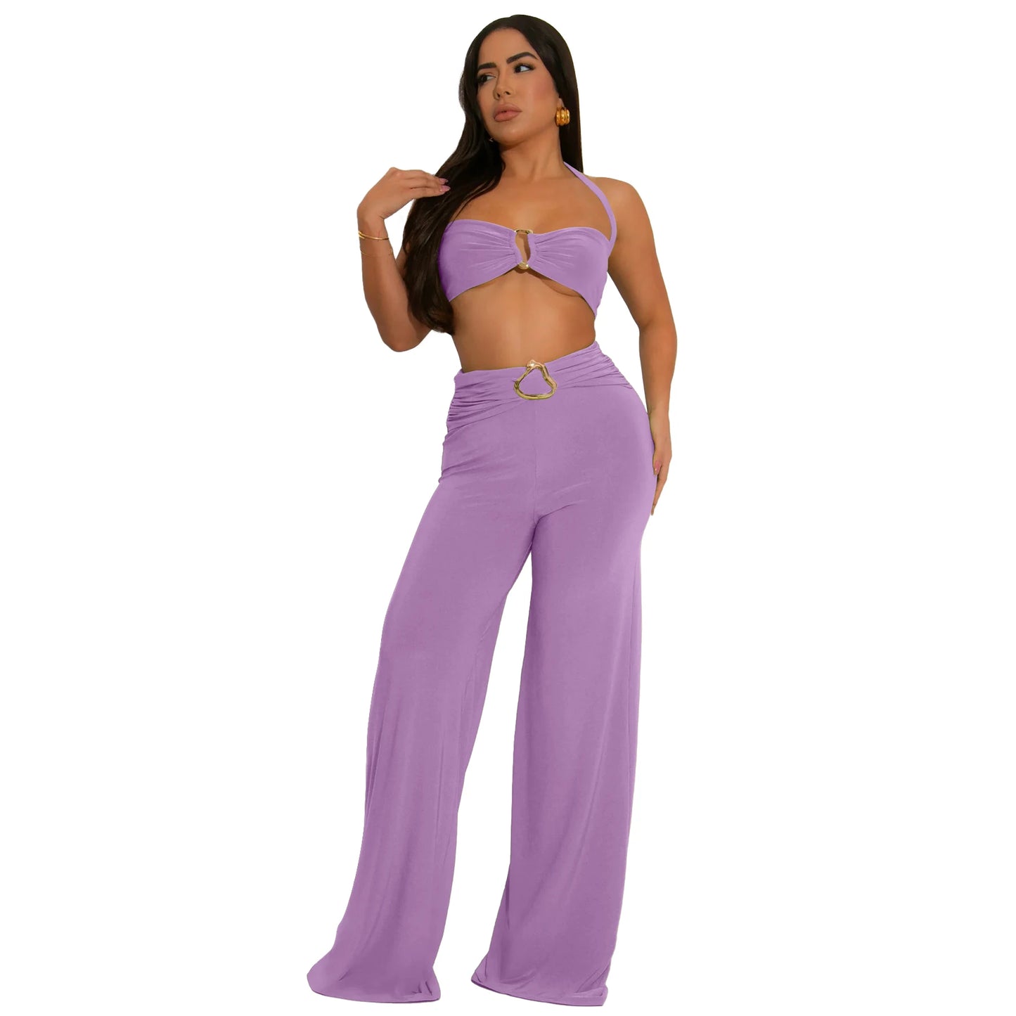 UNIKCOSA Women’s Knit Halter Top & Skirt Set – Solid Collarless Two-Piece Summer Outfit (2025 Casual Chic Edition)