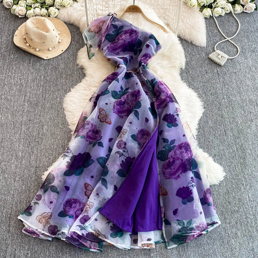 UNIKCOSA Velora Slanted-Shoulder Mesh Dress Waist Tie 💫