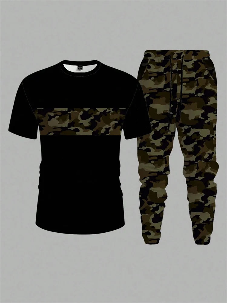 UNIKCOSA Men’s Street Style Set – Bull Print Warm T-Shirt & Long Pants Outfit (Autumn/Winter Edition)