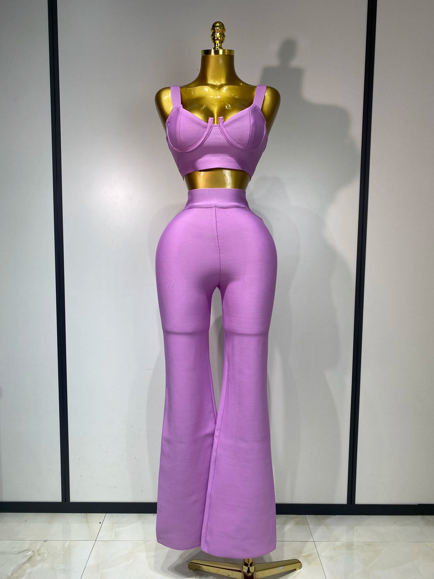 UNIKCOSA’s Bandage 2-Piece Set — Sexy Crop Top + High-Waist Pants Evening Party Elegance