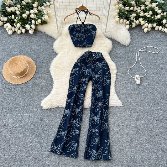 UNIKCOSA Velora Two-Piece Denim Set Halter Top Included π«