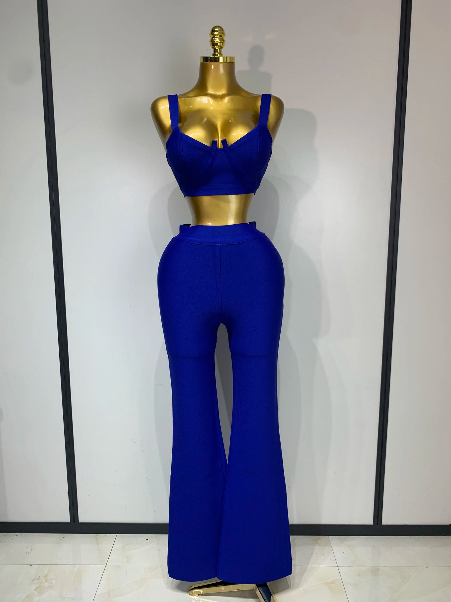 UNIKCOSA’s Bandage 2-Piece Set — Sexy Crop Top + High-Waist Pants Evening Party Elegance