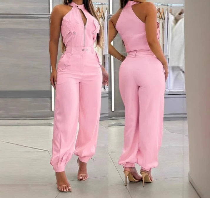UNIKCOSA™ 2025 Summer 2-Piece Set – Sleeveless Slim Fit Top & Work Pants | Women’s Comfortable Casual Streetwear Suit