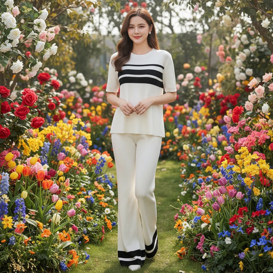 UNIKCOSA Velora Two Piece Knit Set Sleeveless White Top πΈ