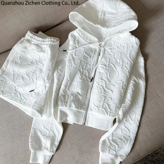 UNIKCOSA Velora Hooded Jacket and Jacquard Knit Shorts Set💫