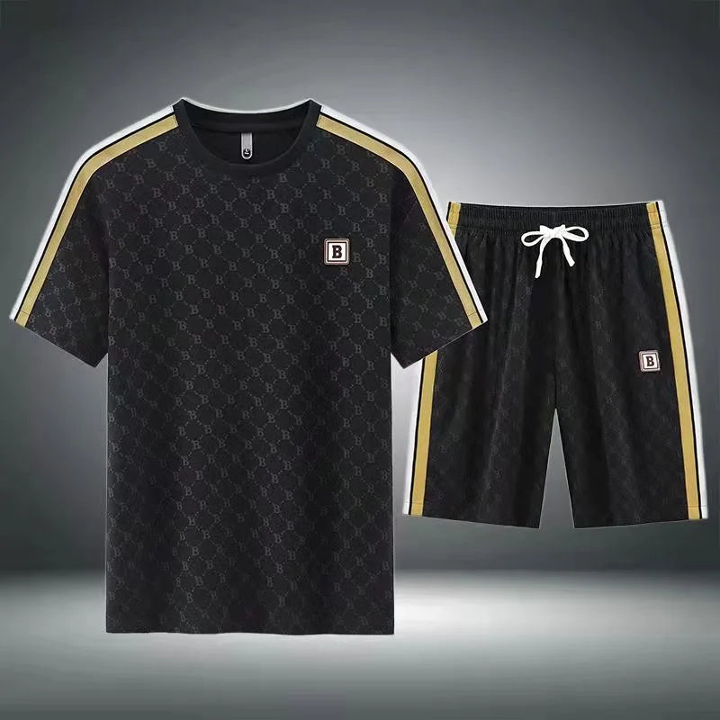 UNIKCOSA Men’s Printed Summer Set – Casual Short Sleeve & Shorts Two-Piece Outfit (2024 Plus-Size Edition)