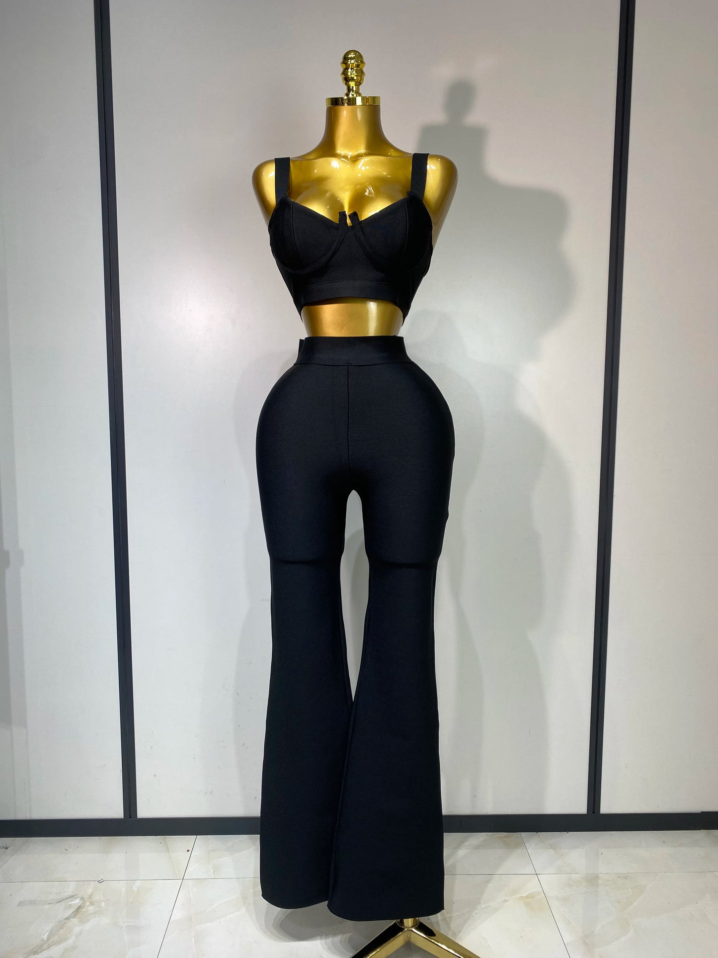 UNIKCOSA’s Bandage 2-Piece Set — Sexy Crop Top + High-Waist Pants Evening Party Elegance