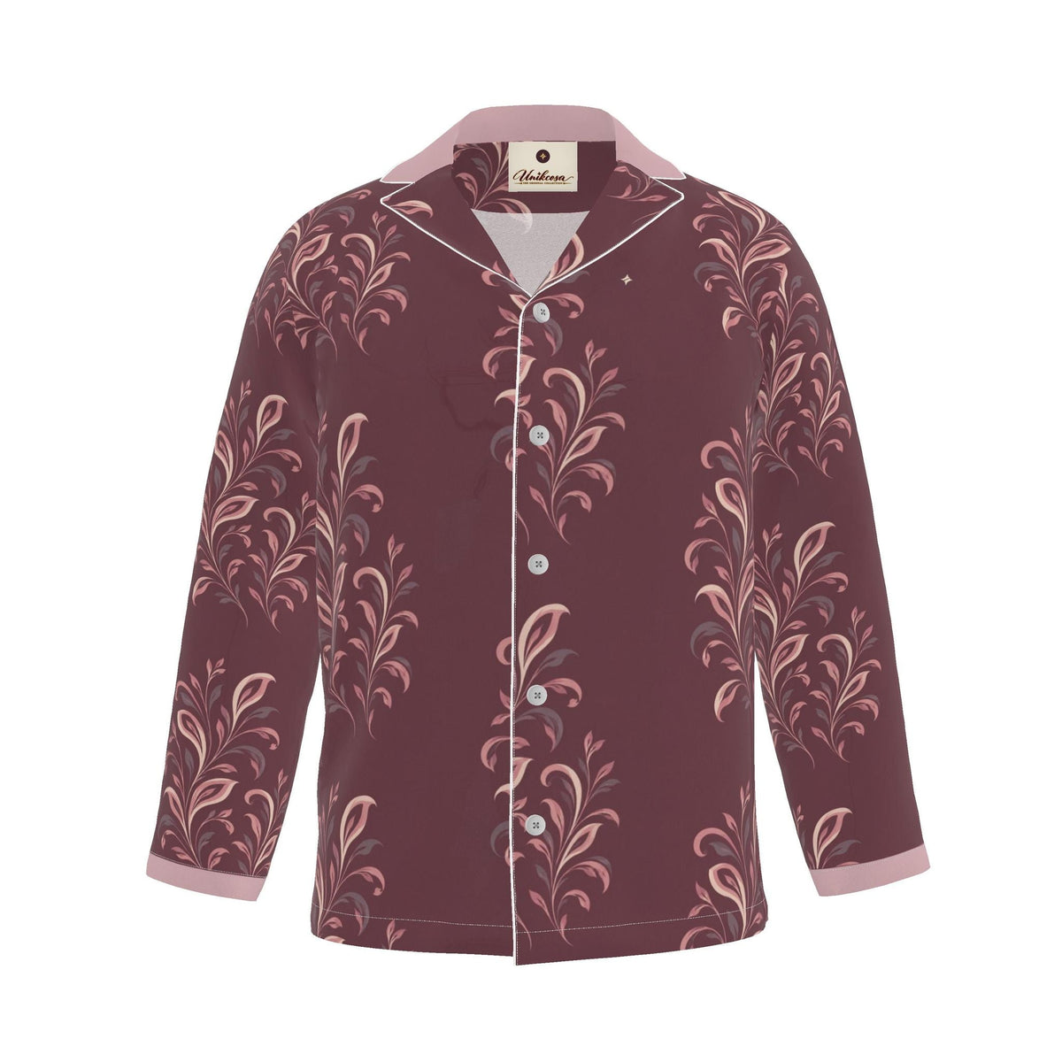 Garnet Scroll Luxury Pajama Shirt — original supplier front view